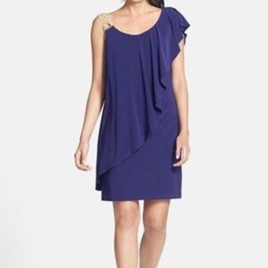 Betsy & Adam Royal Blue One-Shoulder Dress